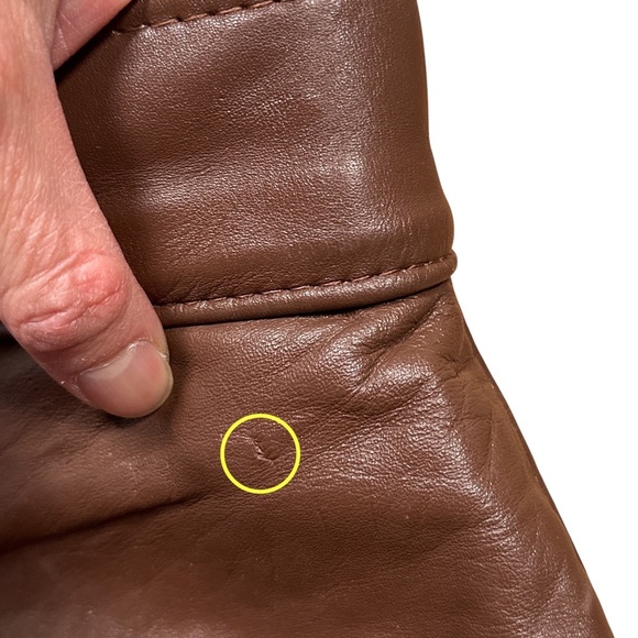 Vintage Bates of California Brown Leather Satin Lined Straight Pants Womens 28 - Picture 5 of 15